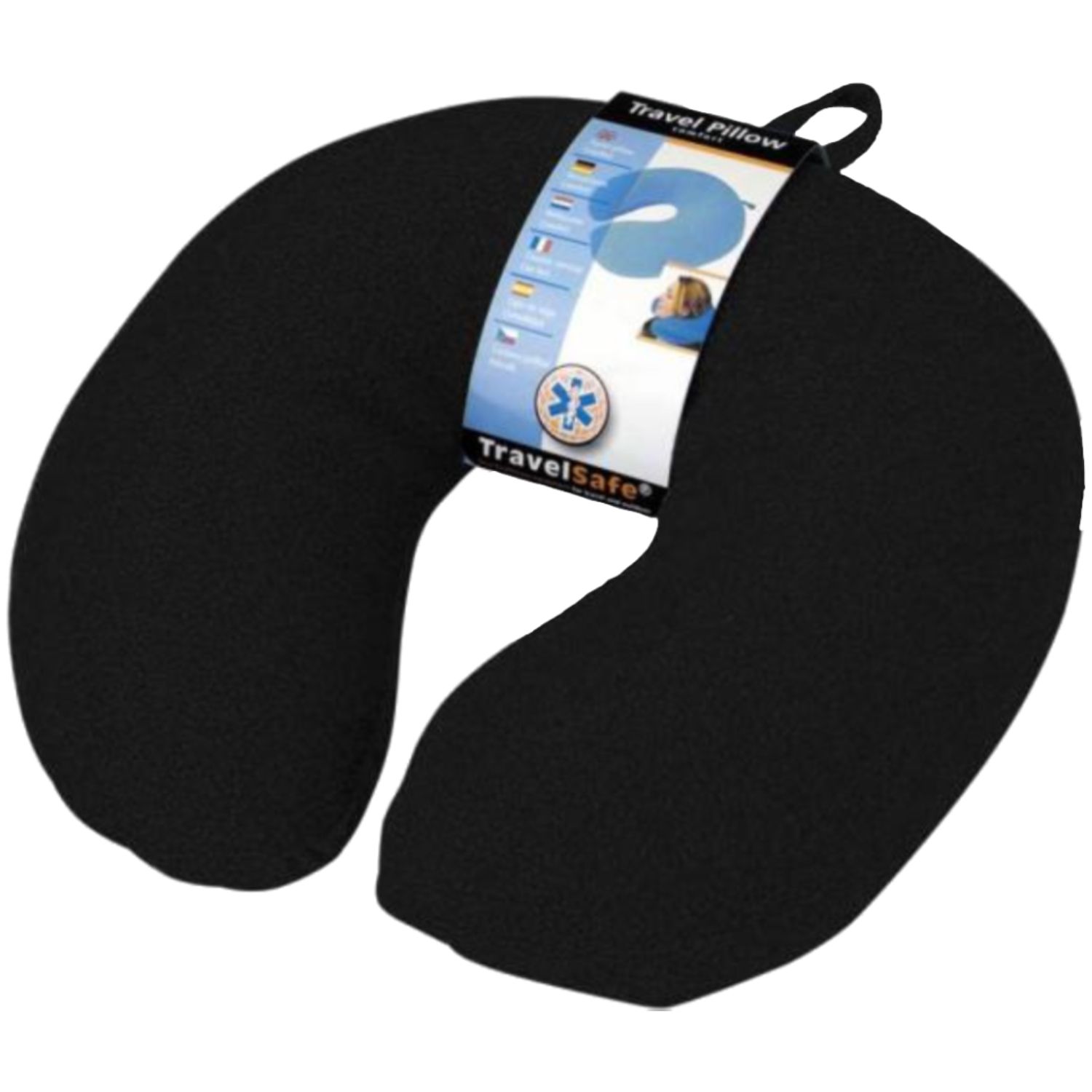 TravelSafe Travel Pillow, fleece/spandex, black