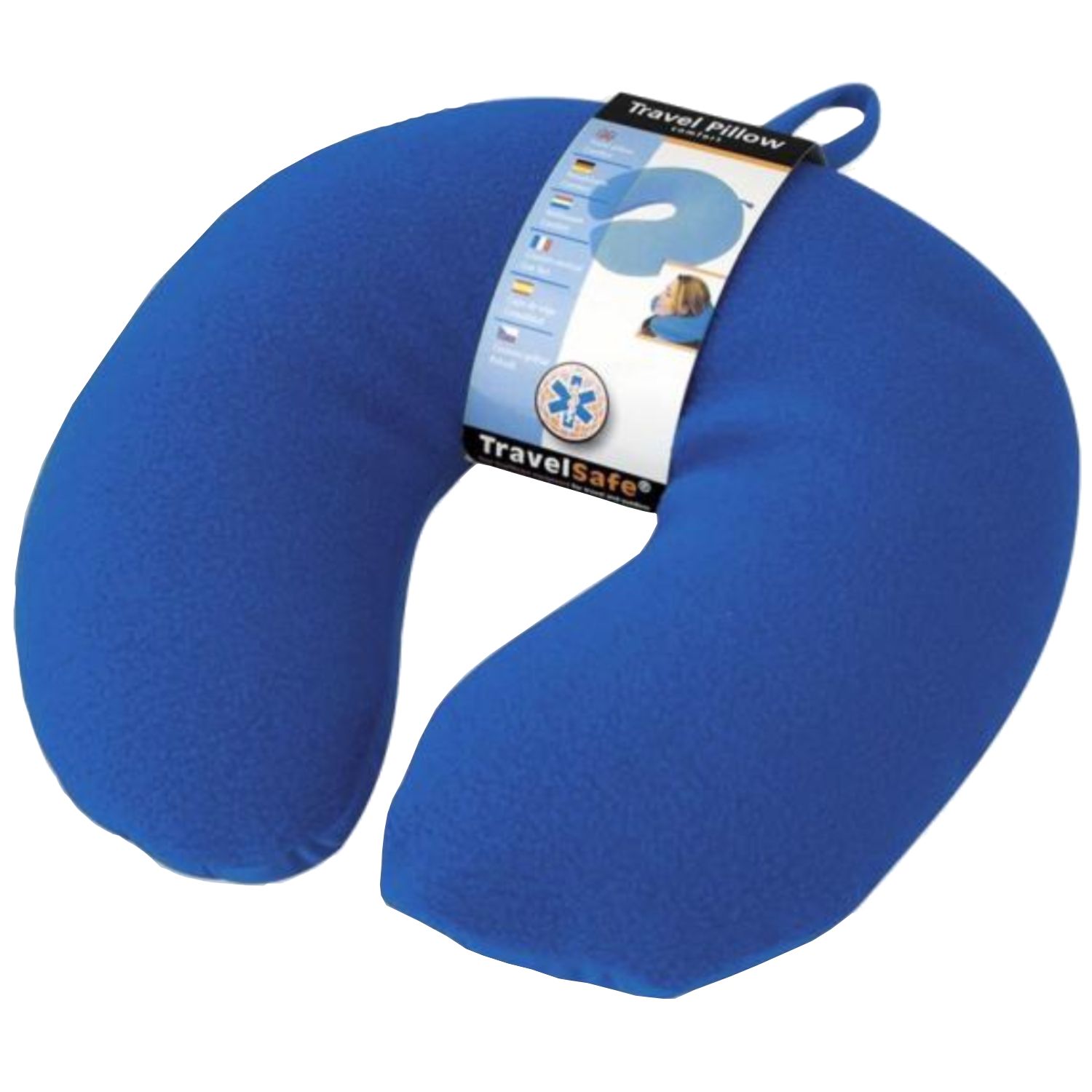 TravelSafe Travel Pillow, fleece/spandex, blue